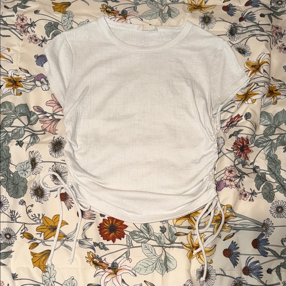 kingston grey white scrunched side tie top size medium